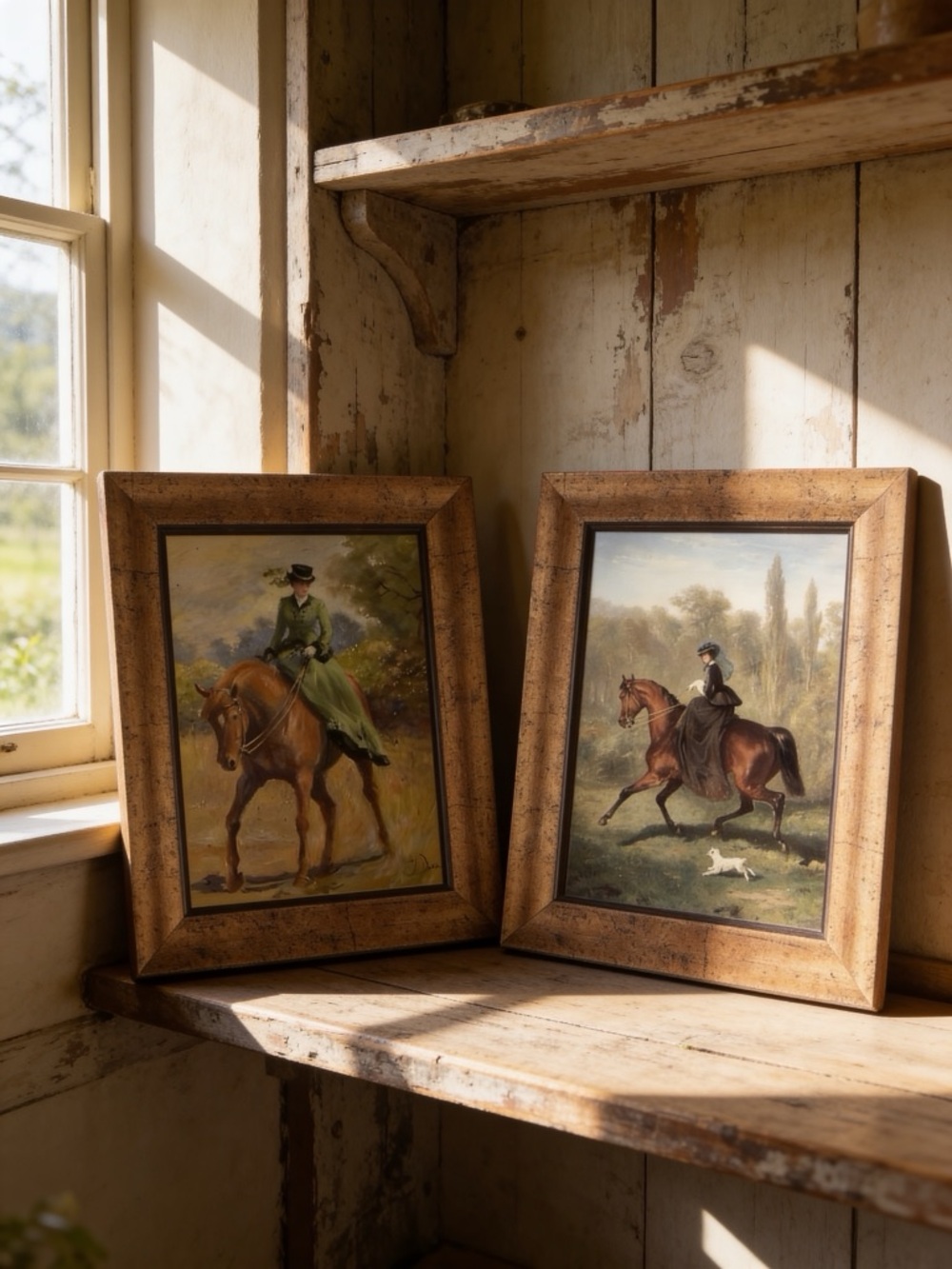 Vintage Equestrian Sidesaddle Riders | Set of Two